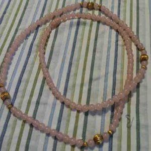 24" Vintage Pink and gold bead necklace